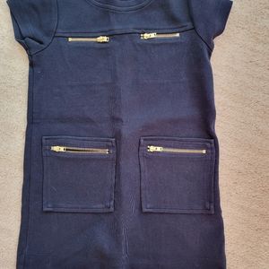 Crewcuts Blue Dress with Gold Zipper Accents